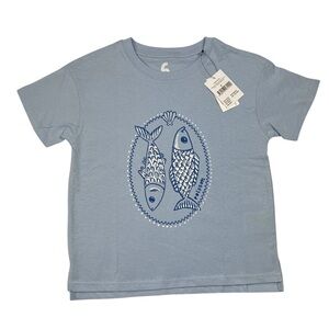 Cotton On Kids Girls Poisson Fish Print Blue Short Sleeve Graphic Tee - Size 6